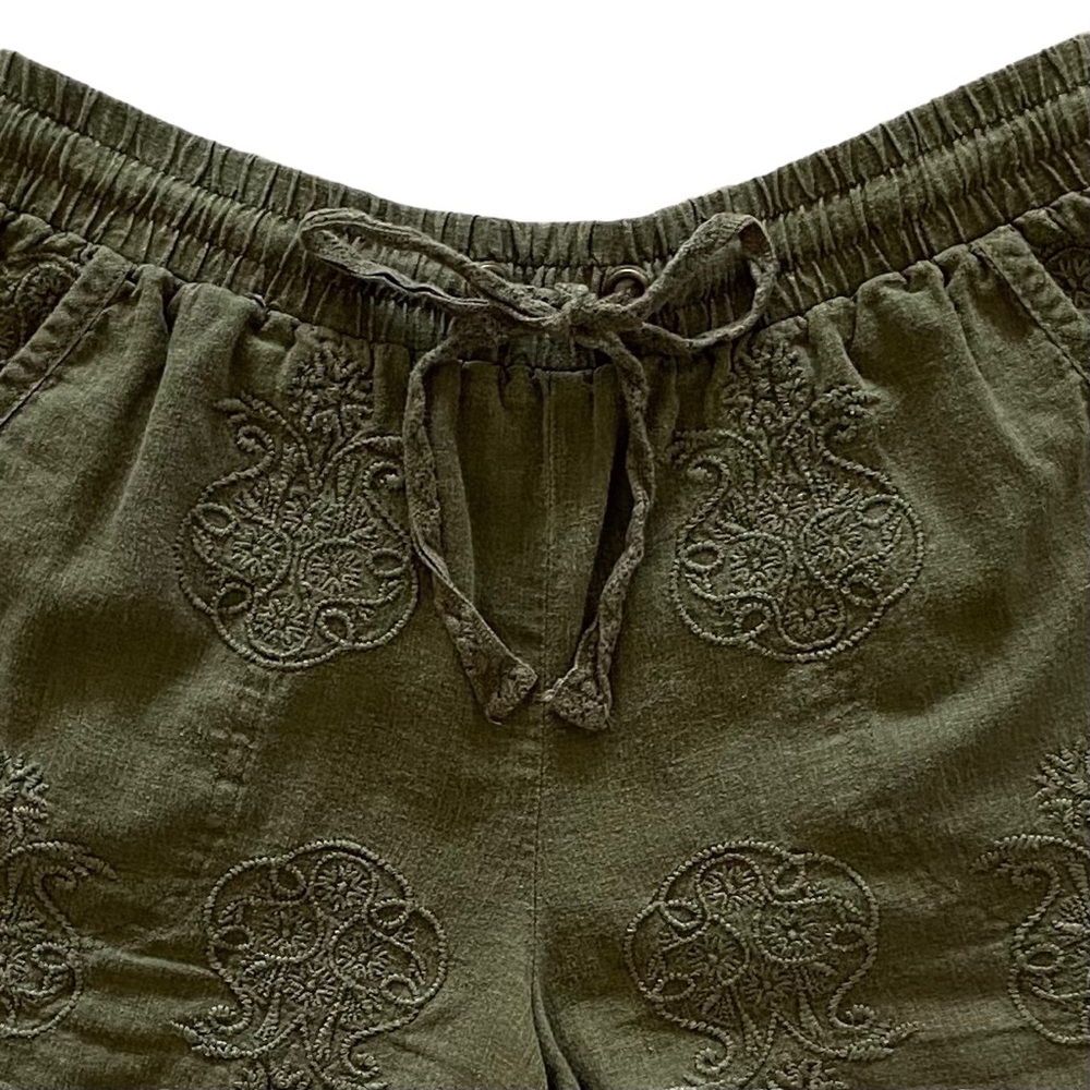 Anthropologie Embroidered Linen Drawstring Shorts - Picture 8 of 13